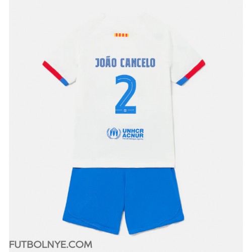 Camiseta Barcelona Joao Cancelo #2 Visitante Equipación para niños 2023-24 manga corta (+ pantalones cortos)